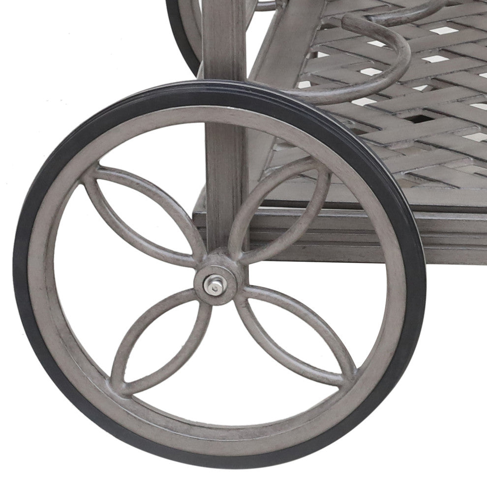 Carlsbad Cast Aluminum Tea Cart, Heritage Grey