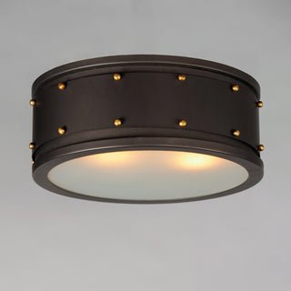 Maxim 25160 Trestle 2 Light 13"W Flush Mount Drum Ceiling Fixture - Oil Rubbed
