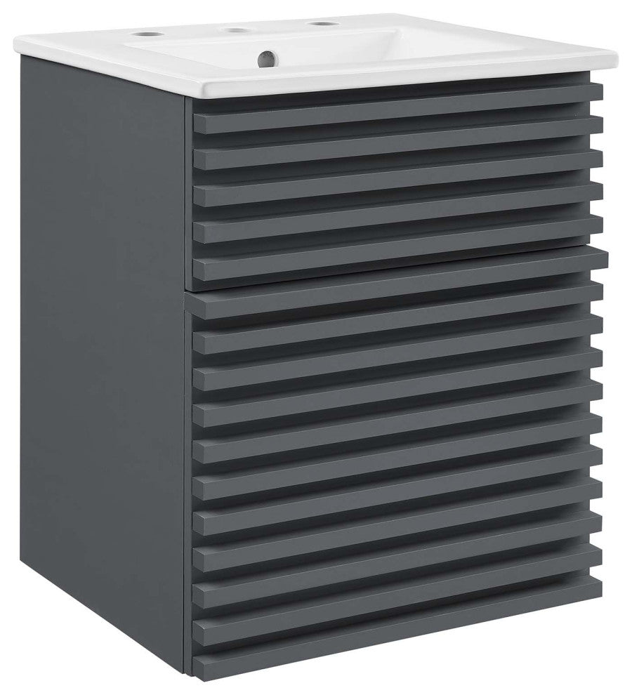 Render 18" Wall-Mount Bathroom Vanity, Gray White