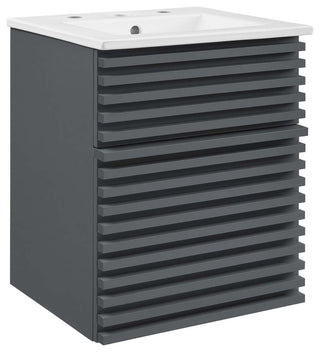 Render 18" Wall-Mount Bathroom Vanity, Gray White