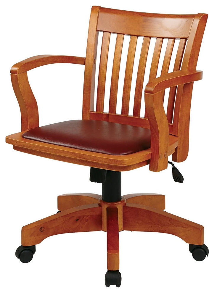 Ergonomic Office Chair with Padded Seat, Adjustable Height, and Locking Tilt, Fruit Wood/Brown