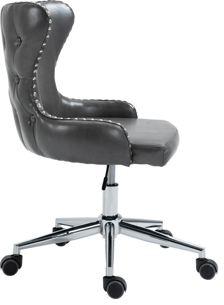 Hendrix Swivel and Adjustable Vegan Leather Office Chair, Gray, Rich Chrome Base
