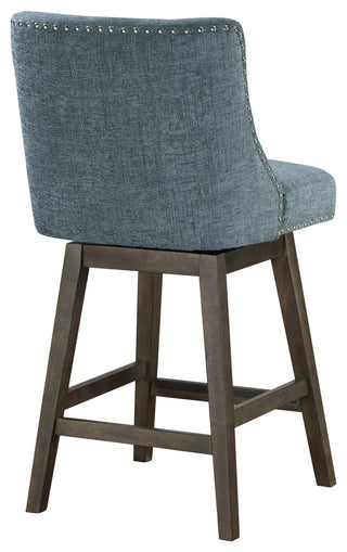 Granville 26" Swivel Counter Stool  in Navy Fabric with Gray Legs