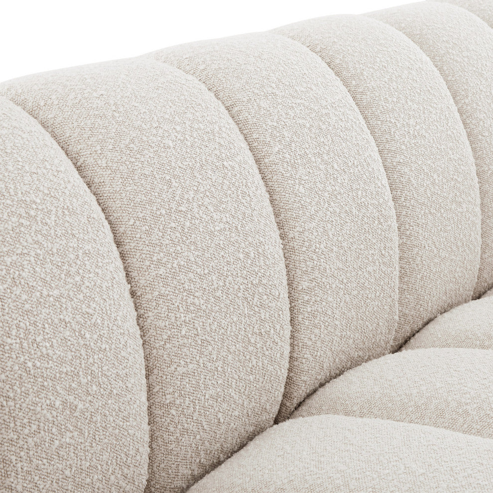 Elijah Boucle Fabric Upholstered Sofa, Cream
