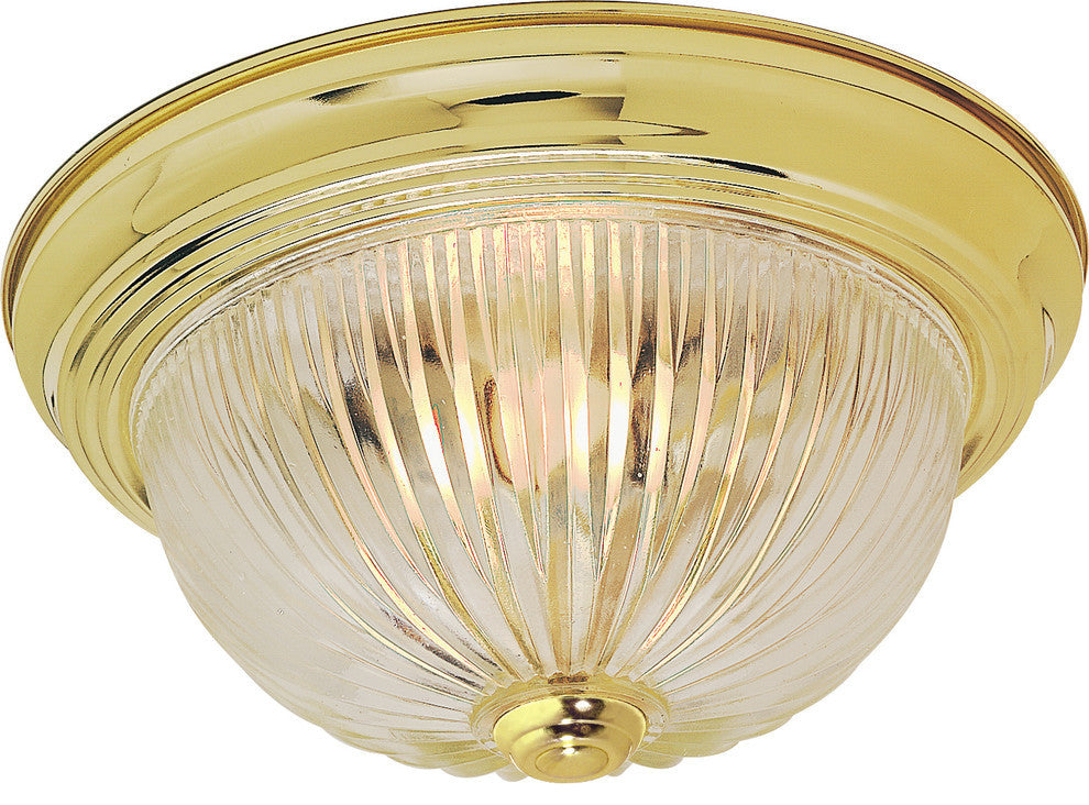 3 Light 15" Flush Mount Clear Ribbed Glass