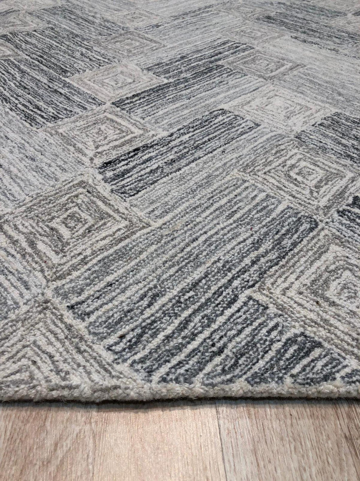 Multi-Colored Gray Transitional Geometric Modern Tufted Area Rug