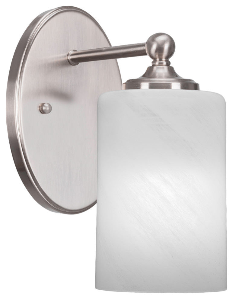 Capri 1-Light Wall Sconce, Brushed Nickel/White Marble