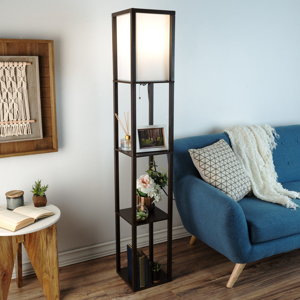 Etagere Style Brown Floor Lamp -3 Tiers Storage Shelving by Lavish Home