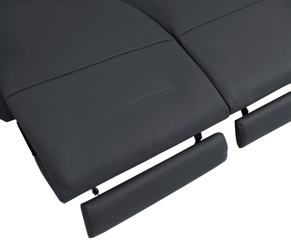 Arezzo Genuine Italian Leather Modern Sofa Set, Dark Gray