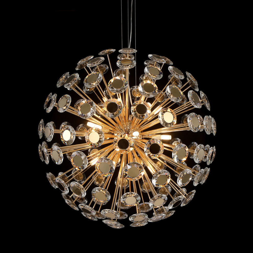 Pendant 18-Light Round Crystal Chandelier - Gold