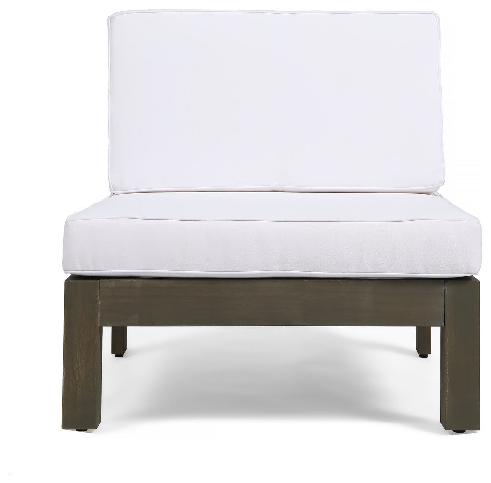 Morgan Outdoor 6 Seater Acacia Wood Sofa Chat Set, White