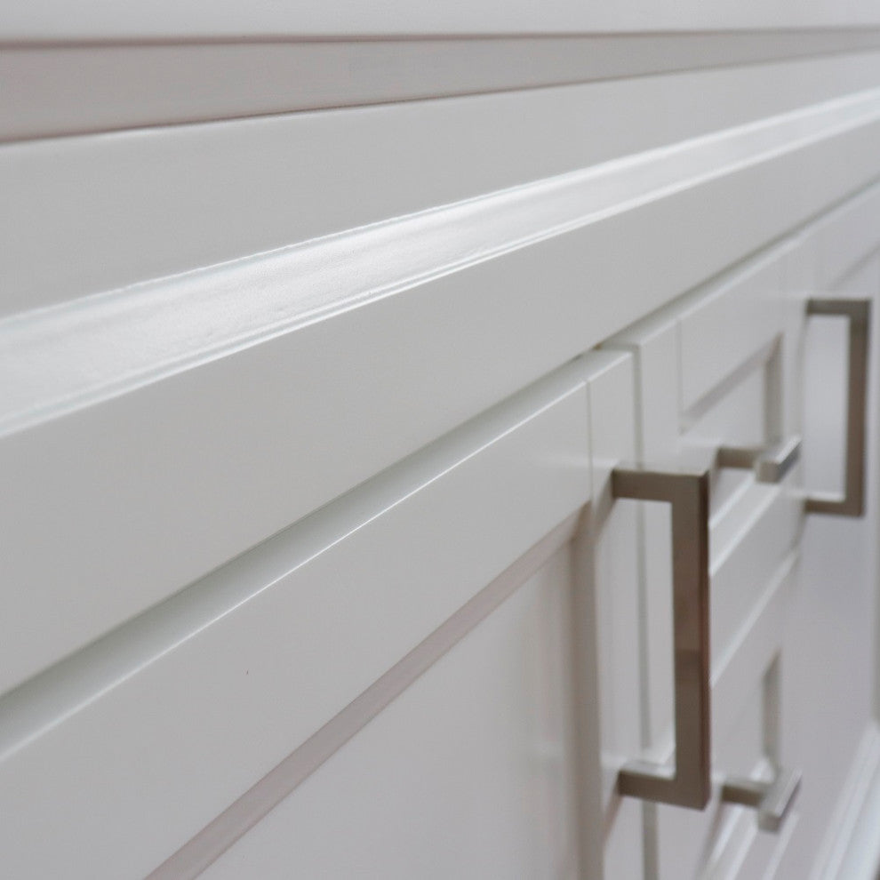 48" Double Sink Vanity, White Finish With Gray Granite And Rectangle Sink