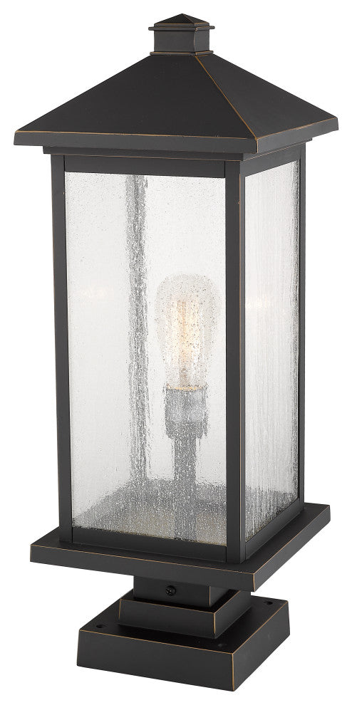 Z-Lite 1 Light Outdoor Pier Mounted Fixture Oil Rubbed Bronze 531PHBXLS-SQPM-ORB