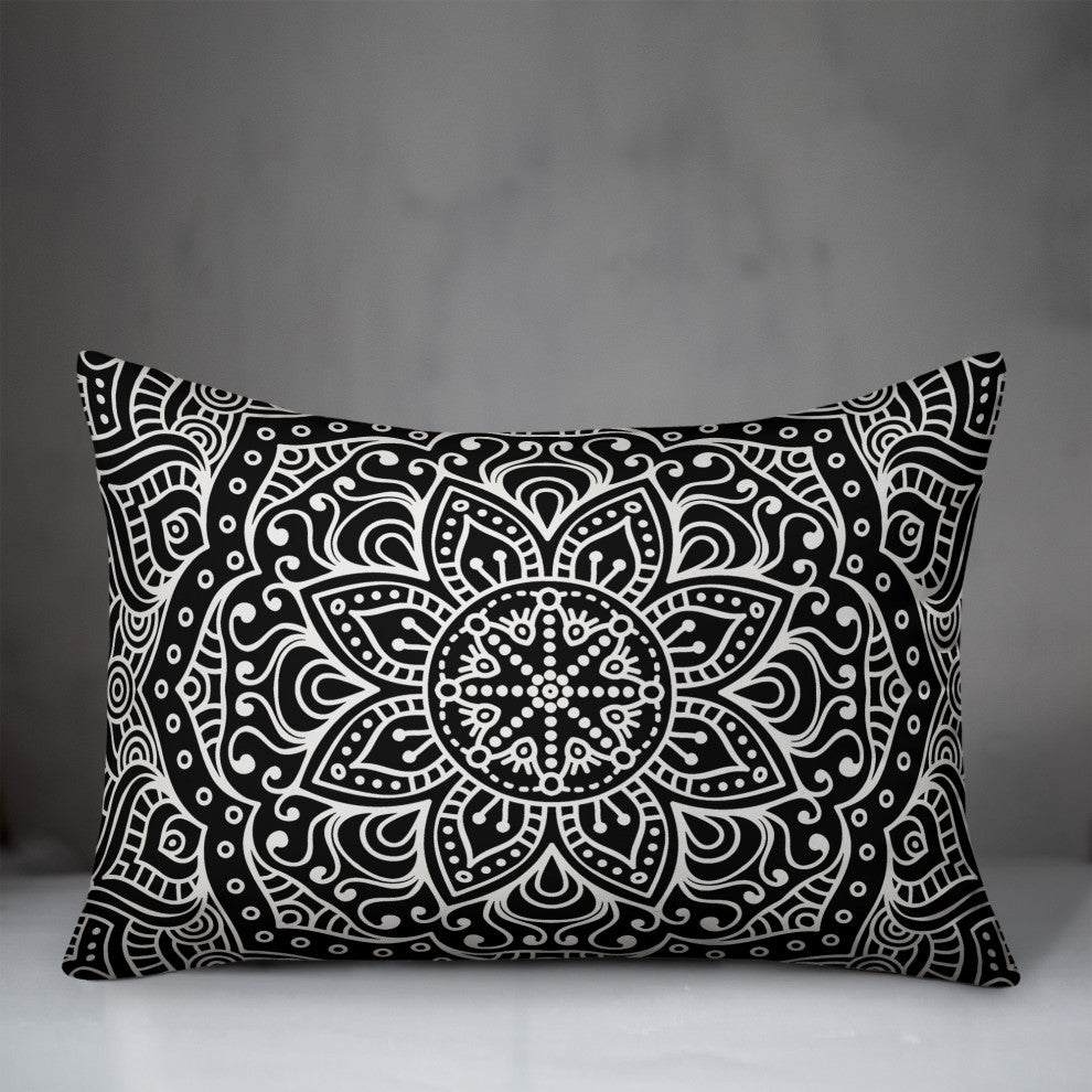 Black and White Boho Pattern 14x20 Spun Poly Pillow