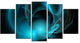 Blue Fractal Galactic Nebula, Contemporary Wall Art Canvas, 60"x32", 5 Panels