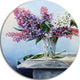 Lilac Bouquet, Floral Digital Art Round Metal Wall Art, 36"