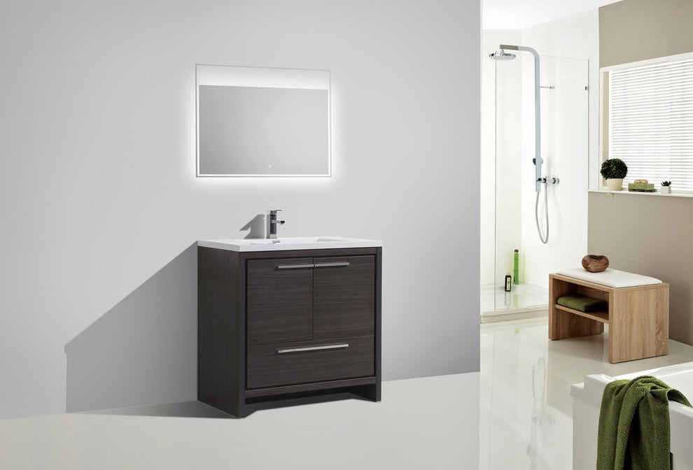 Alma-Allier Freestanding Vanity With Integrated Sink, Gray, 36"