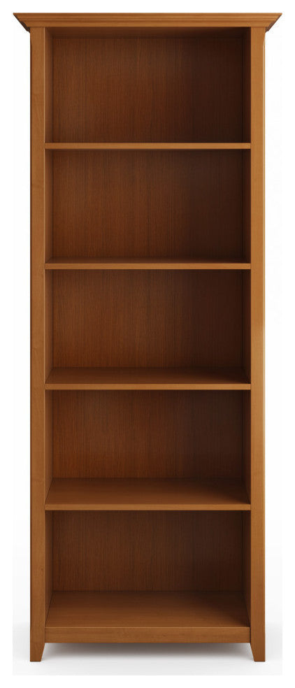 Amherst SOLID WOOD 5 Shelf Bookcase, Light Golden Brown