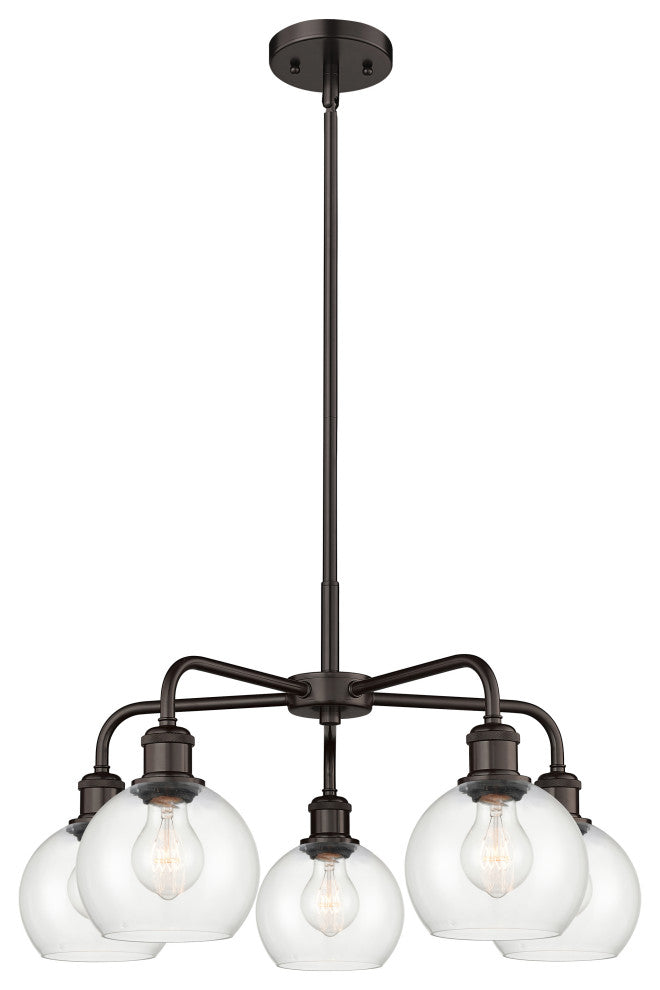 Athens 5-Light 24" Stem Chandelier, Oil Rubbed Bronze, Clear