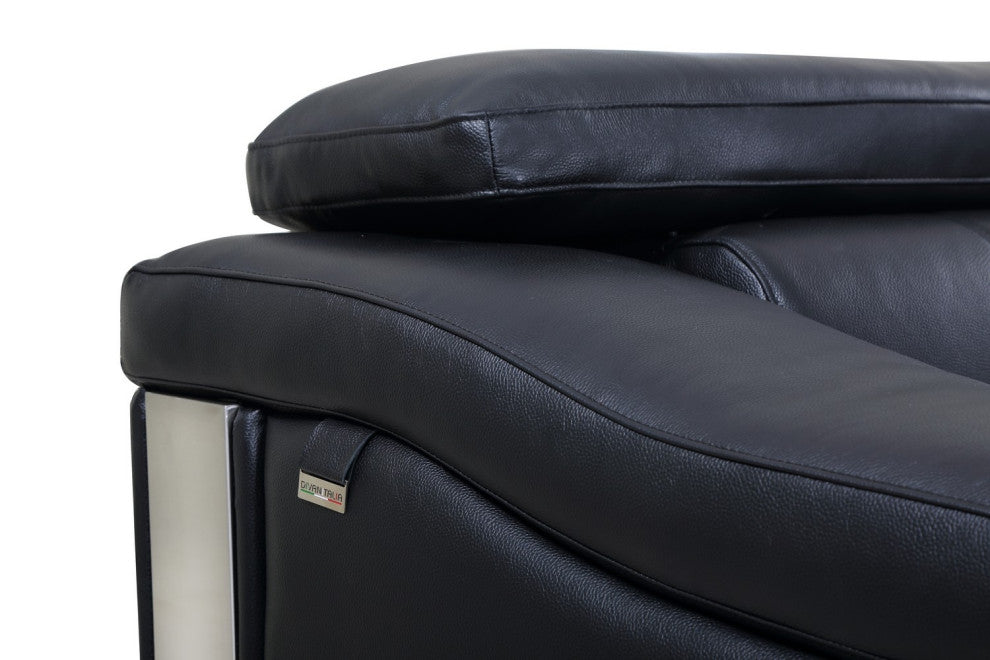 Milan Contemporary Genuine Italian Leather Sofa Black