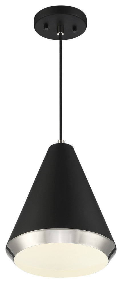 1-Light Pendant, Matte Black With Natural Brass, Matte Black With Polished Nic