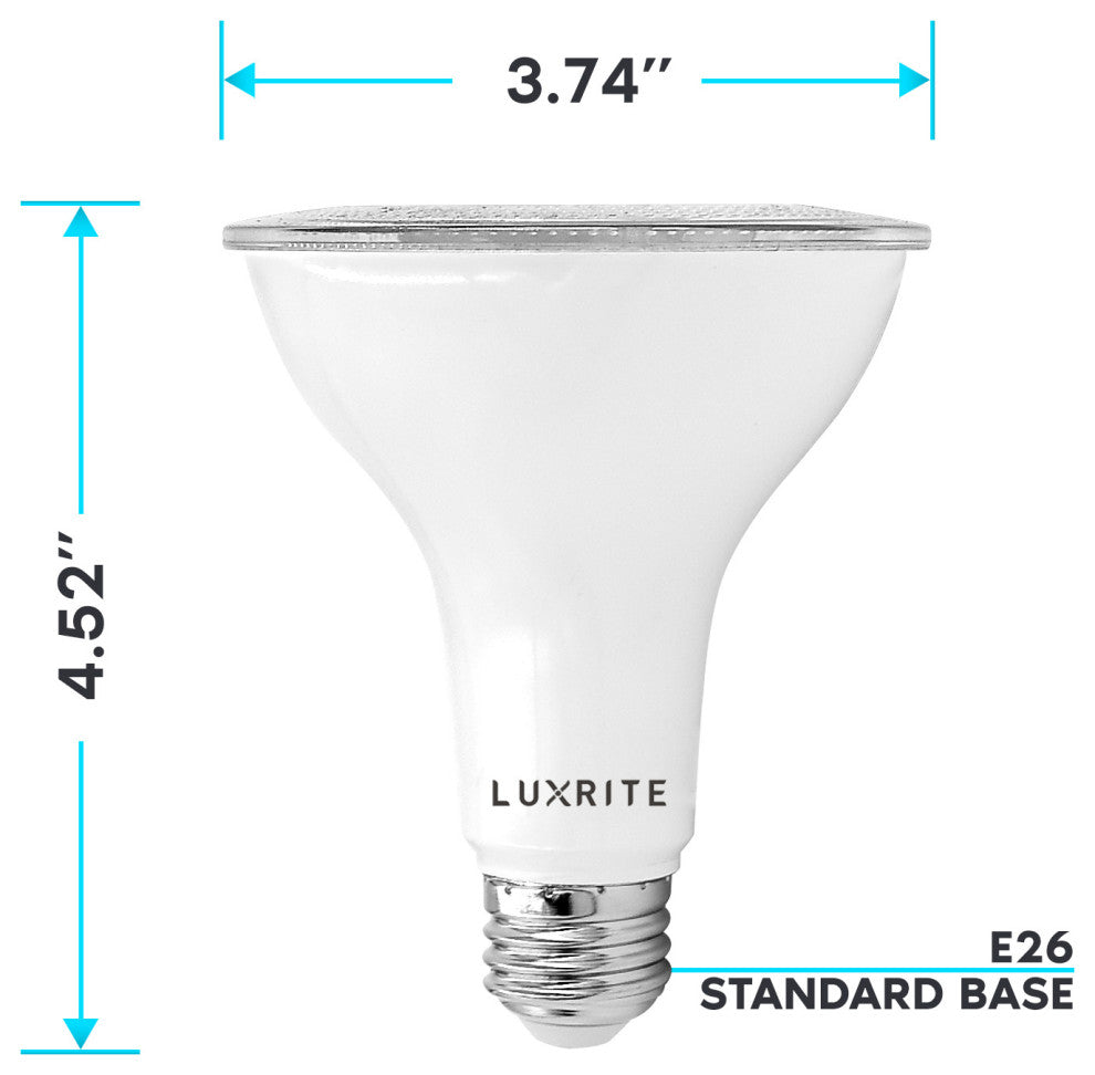 Luxrite LED PAR30 Flood Light Bulb 2700K Dimmable Wet Rated 12 Pack
