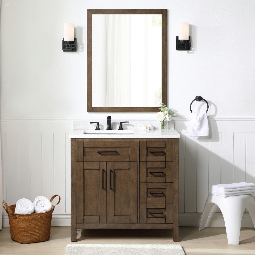 OVE Decors Tahoe Vanity With Mirror, Almond Latte, 36"