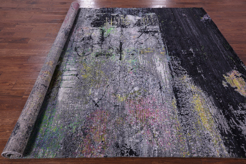 7' 11" X 10' 0" Abstract Wool & Silk Handmade Rug - Q13713