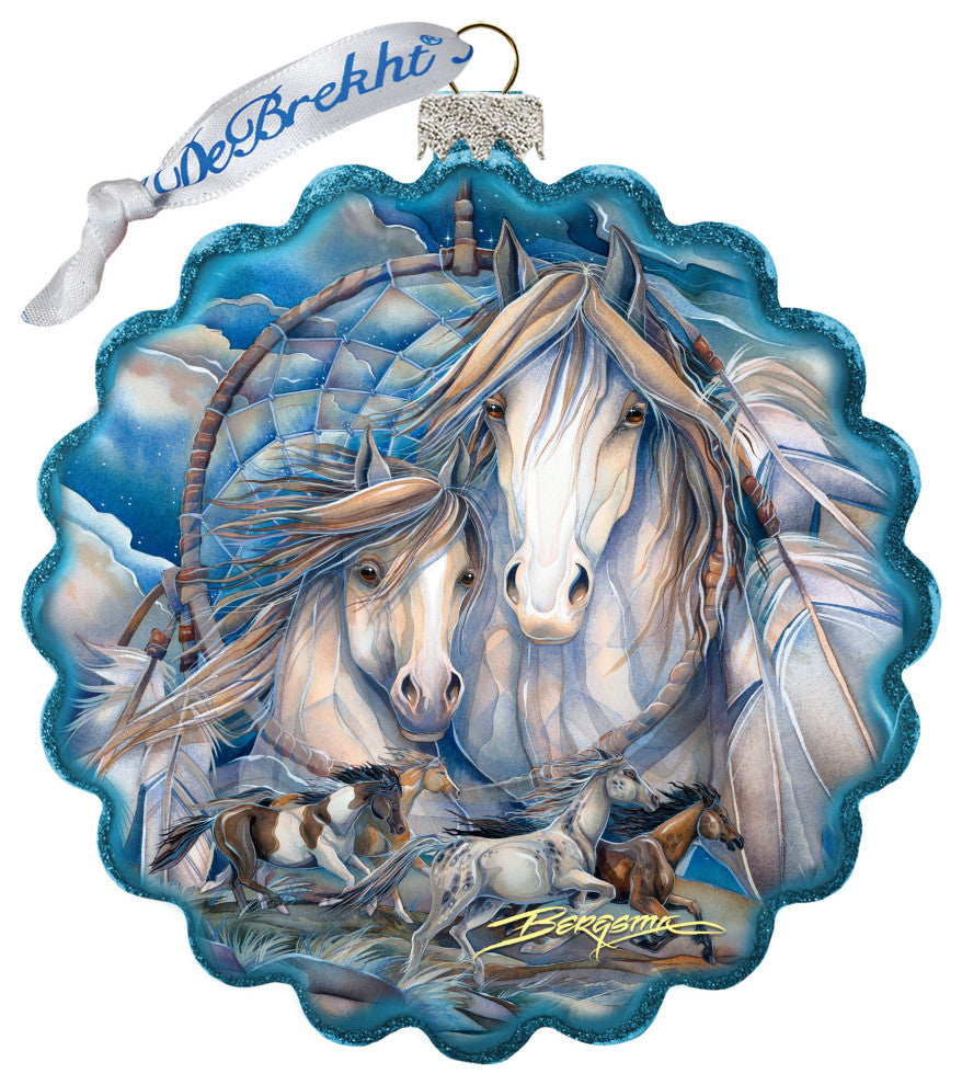 Mustangs Dream Catcher Journey Wreath Glass Ornament