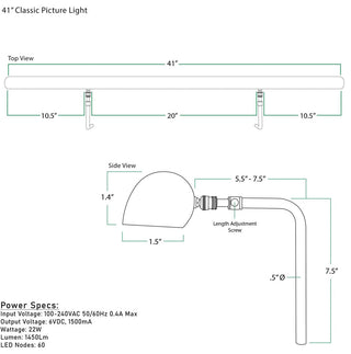 Classic LED Art Lights, Dimmable, Plug-in, Antique Brass, 41"