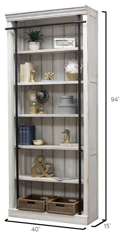 Avondale Barn Door Bookcase White Wood