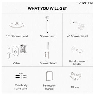 Dual Heads 10" & 6" Rainfall Shower Faucet with Handheld Shower, Matte Black