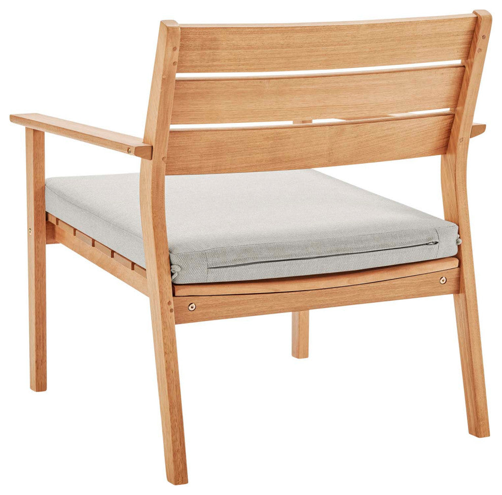 Lounge Chair Armchair, Set of 2, Wood, Brown Natural Taupe Gray, Modern, Outdoor