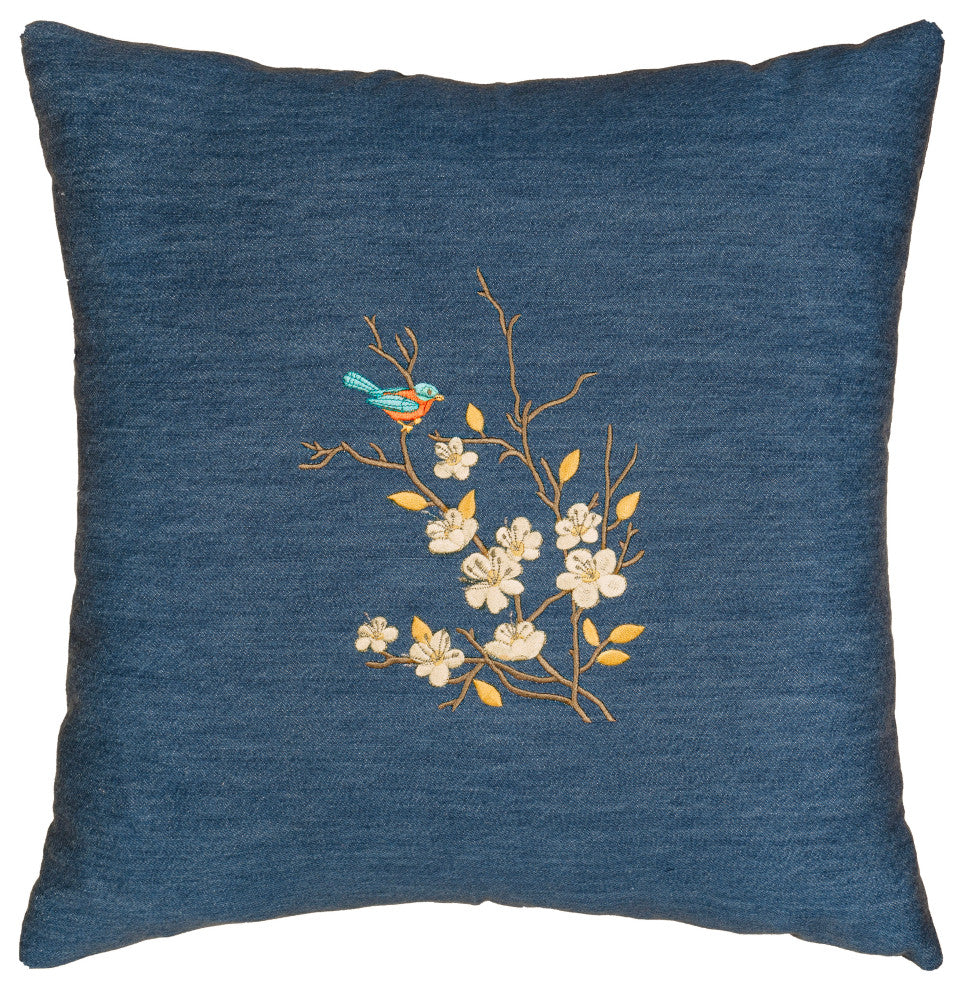 Linum Home Textiles Springtime Denim Decorative Pillow Cover, Denim Blue, Square