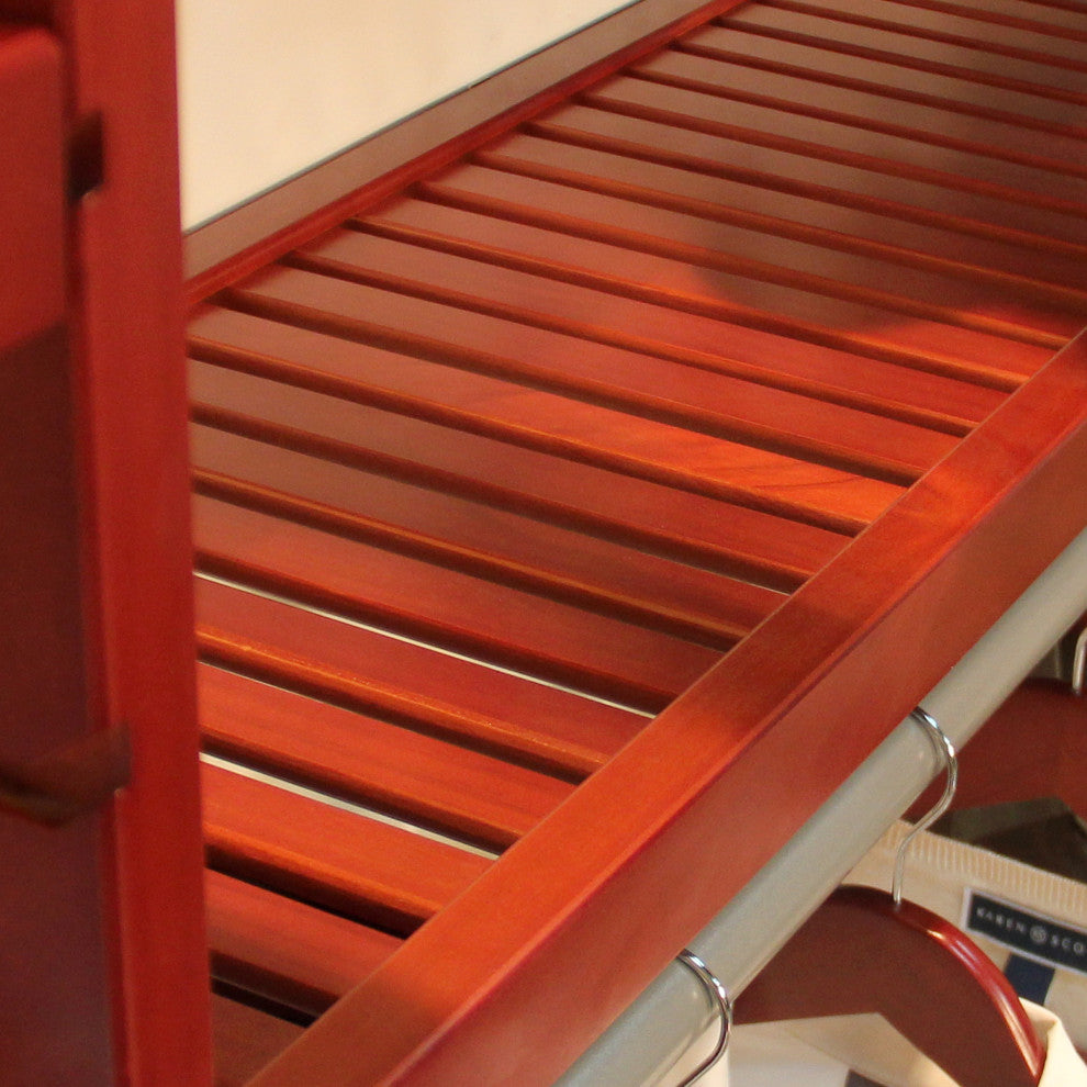 Solid Wood Reach-In Closet Organizer with hanging, Red Mahogany