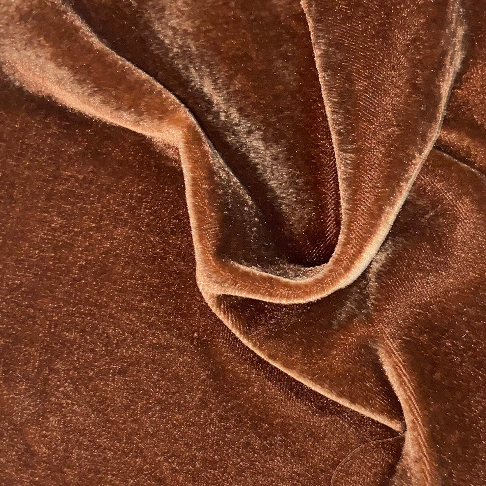 Stella Faux Silk Velvet Bedspread Set, 3PC, Copper Brown, Twin