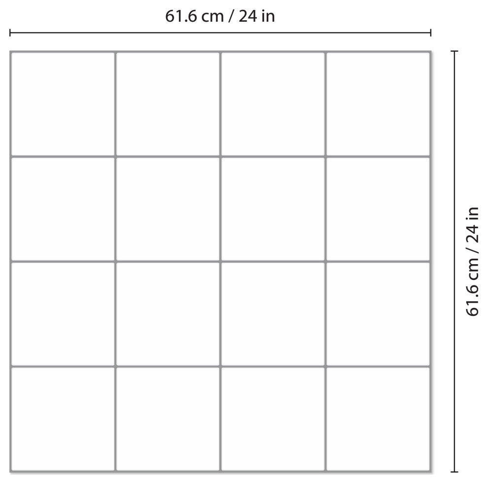 6" Spanish Retro White Square Glossy 3D Tile Stickers, Set of 16