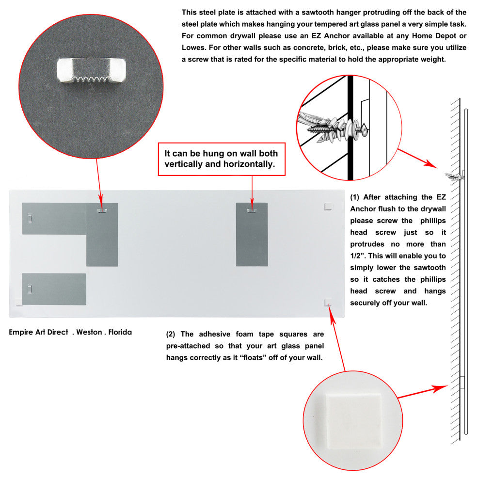 "Impact A"  Abstract Wall Art Frameless Free Floating Tempered Glass