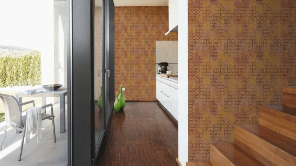 Sample, Geometric Textured Wallpaper Featuring Honeycomb Pattern, 374243