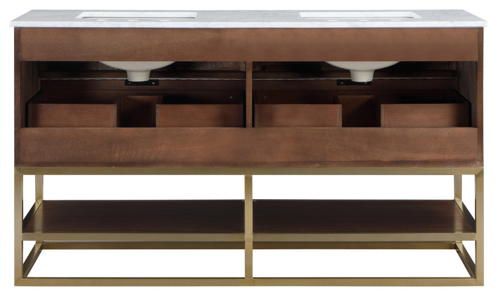 Monad Bathroom Vanity, Walnut, 60" Wide