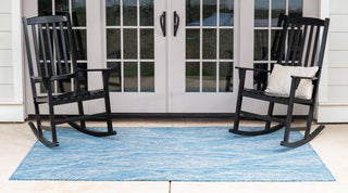 Rug Unique Loom Outdoor Botanical Aqua Blue Rectangular 8' 0 x 11' 4