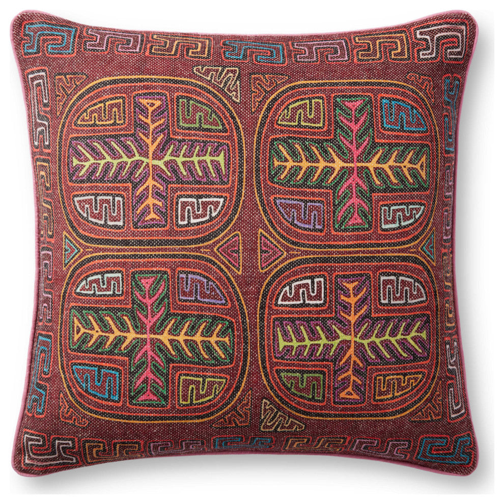 Loloi PLL0106 Berry / Multi 22'' x 22'' Cover, Poly Pillow