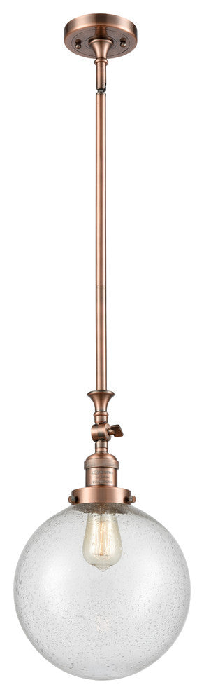 X-Large Beacon 1-Light Mini Pendant, Antique Copper, Seedy