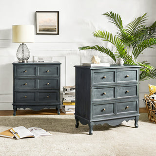 32" Tall 3-Drawer Nightstand Set of 2, Blue