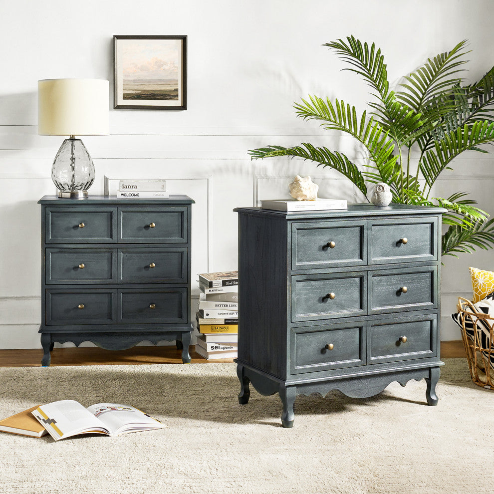 32" Tall 3-Drawer Nightstand Set of 2, Blue