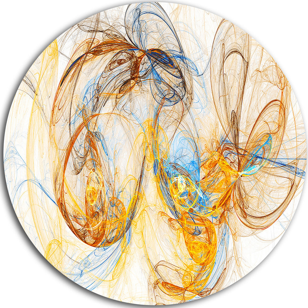 Billowing Smoke Yellow, Abstract Digital Art Round Wall Art, 23"