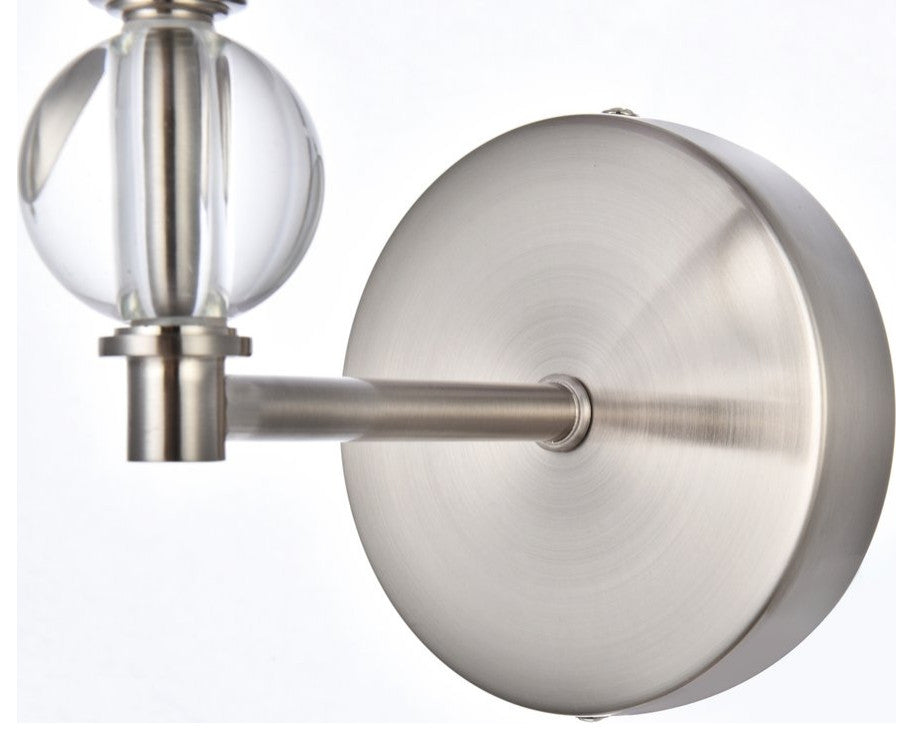 Beau 1-Light Bath Sconce, Satin Nickel With White Fabric Shade