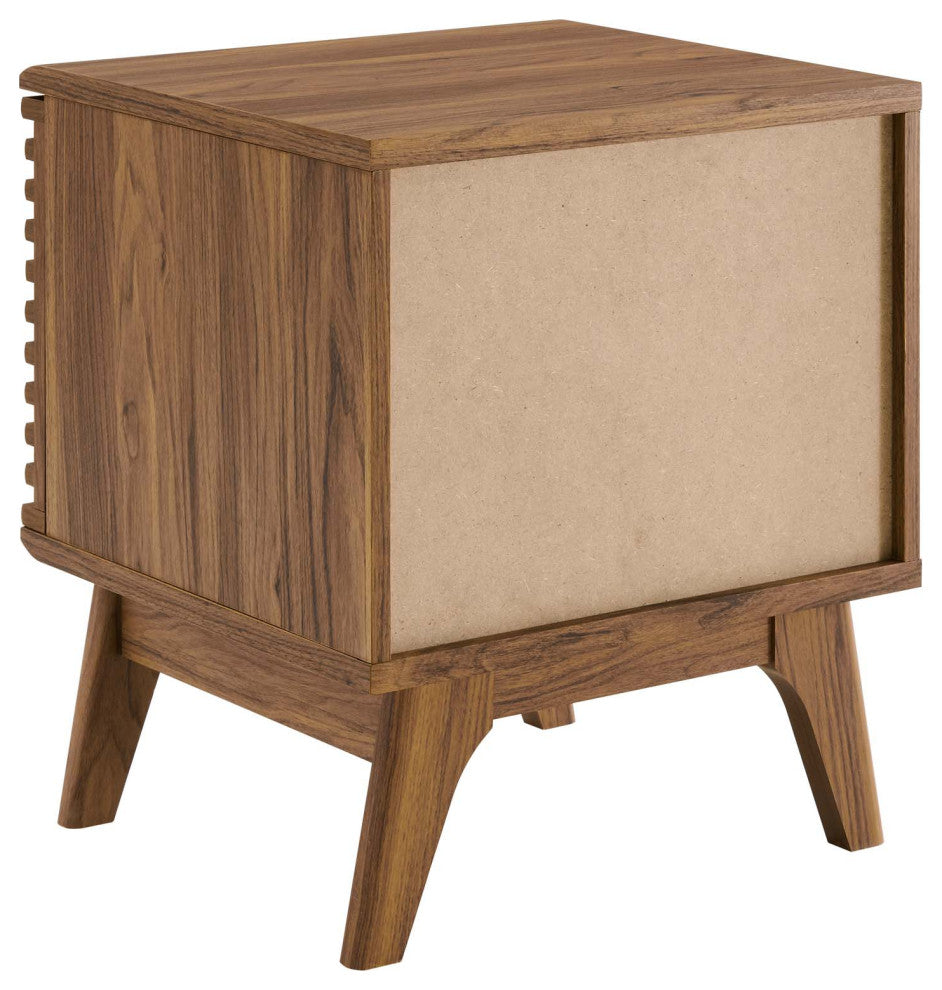 Sofa Side Table Display Stand, Wood, Brown Walnut, Modern, Lounge Hospitality