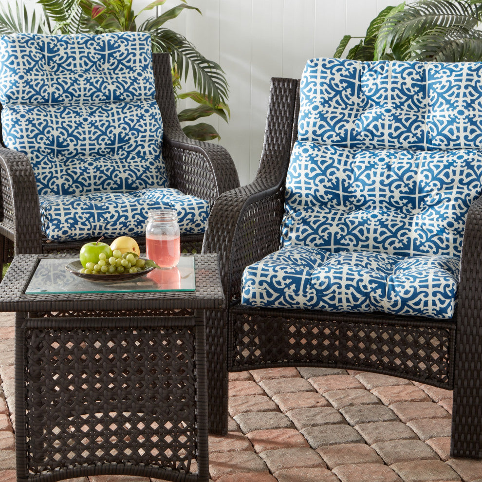 Outdoor High Back Chair Cushion, Set of 2, Indigo