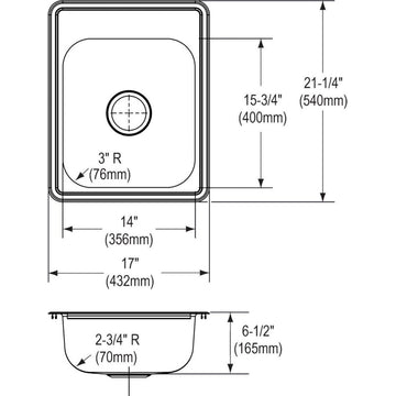Elkay D11721 Dayton 17" Drop In Single Basin Stainless Steel Bar - 3 Faucet